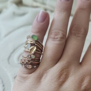 Francesca's Collections Gold and Green Ring Set